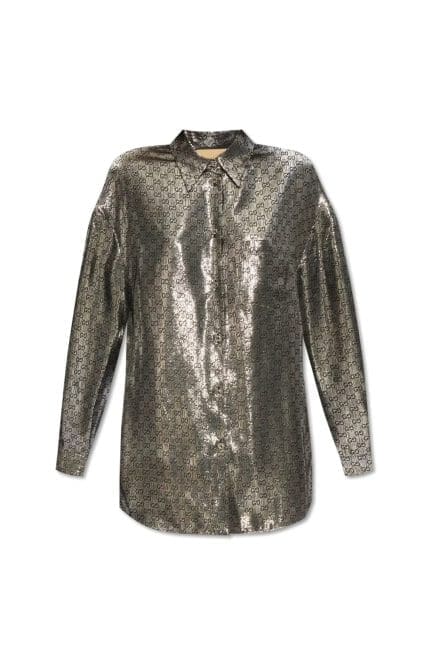 Gucci Monogrammed Metallic Long-Sleeve Shirt