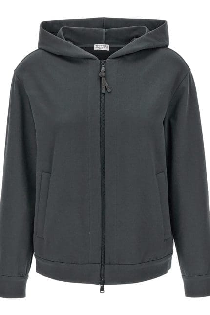 Brunello Cucinelli Monili Bead-Embellished Zip-Up Hoodie